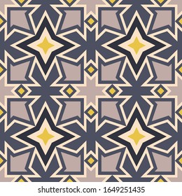 Beautiful polygonal ornament in gray and beige colors. polygonal seamless pattern. vector