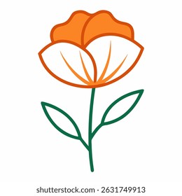 A beautiful Poppy flower line art vector. Popp flower in California.
