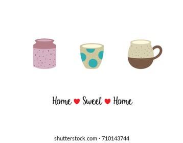 beautiful porcelain home sweet home greeting card vector