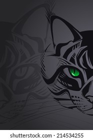 Beautiful portrait of a cat on a black background 
