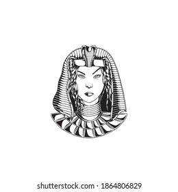 Beautiful portrait of Cleopatra with inking style for logo, t-shirt ,tattoo and other your concept. Design vector illustration template