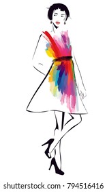 Beautiful portrait modern model full length