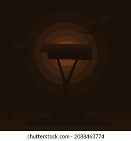 beautiful portrait of peo which is a symbol of peace of a village at sunset in the traditional village of Nagekeo