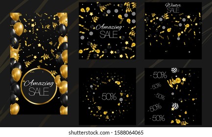 Beautiful post for social media. Template design. Post for social media. Stories design layout. Trendy editable template. Christmas card design.