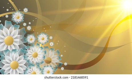 A beautiful postcard with abstract flowers and overlapping smooth stripes. A template for your projects. Vector.