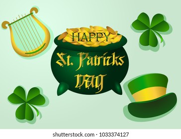 Beautiful postcard to the day of St. Patrick. Vector illustration.