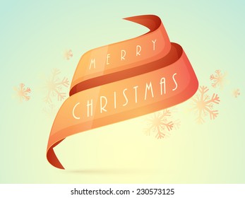 Beautiful poster or banner design for Merry Christmas celebrations on snowflakes decorated background.