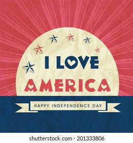 Beautiful poster, banner or flyer design with stylish text I Love American on pink and blue background. 