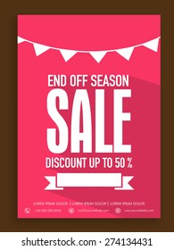 Beautiful poster, banner or flyer design for End of Season sale with discount offer.