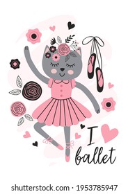 Beautiful Poster With Cute Ballerina Cat