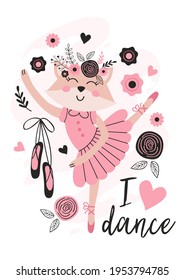 Beautiful Poster With Cute Ballerina Fox