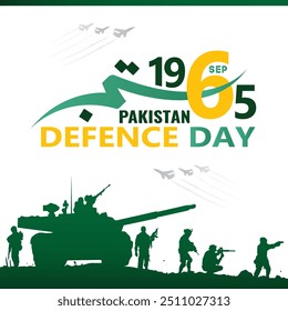 Belo design de cartaz para 06 setembro Paquistão Dia da Defesa Youm-e-difa ilustração Paquistão com Urdu Caligrafia 06 setembro 1965.