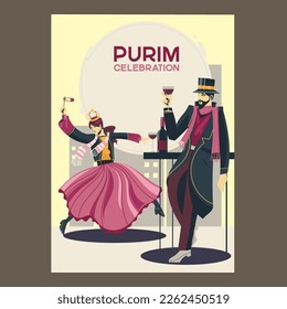 Beautiful poster design for Purim holiday mean Jewish holiday