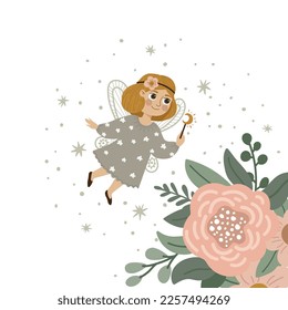 
Beautiful poster with a fairy and a flower