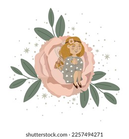 
Beautiful poster with a fairy and a flower
