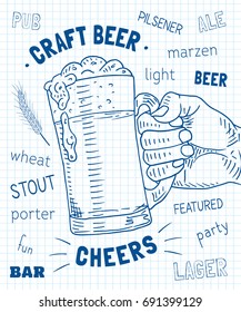 Beautiful poster of the glass of craft beer. Cheers