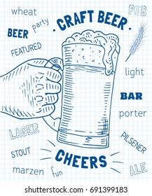 Beautiful poster of the glass of craft beer. Cheers