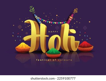 Beautiful poster for Indian festival Happy Holi with3d letter background. vector illustration design