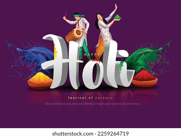 Beautiful poster for Indian festival Happy Holi with3d letter background. vector illustration design