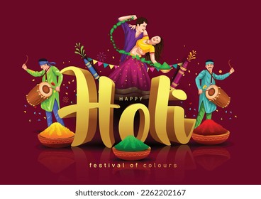 Beautiful poster for Indian festival Happy Holi with3d letter background. vector illustration design