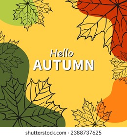 Beautiful poster with leaves and text. Autumn holidays cards. Hand drawn vector illustration.