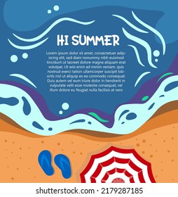 Beautiful poster on the theme of the summer weekend. Ready-made beautiful fully editable template for travel business