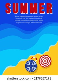 Beautiful poster on the theme of the summer weekend. Ready-made beautiful fully editable template for travel business