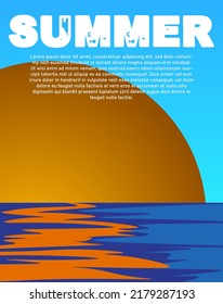 Beautiful poster on the theme of the summer weekend. Ready-made beautiful fully editable template for travel business