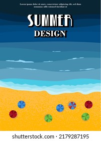 Beautiful poster on the theme of the summer weekend. Ready-made beautiful fully editable template for travel business