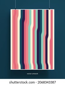 Beautiful poster template with abstract geometric shapes background. Trendy colorful and geometric shapes design. Pastel colors with lines and stripes. Vector illustration.
