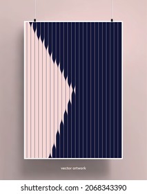 Beautiful poster template with abstract geometric shapes background. Trendy colorful and geometric shapes design. Pastel colors with lines and stripes. Vector illustration.