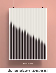Beautiful poster template with abstract geometric shapes background. Trendy colorful and geometric shapes design. Pastel colors with lines and stripes. Vector illustration.