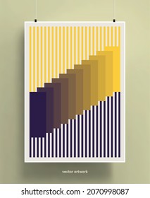 Schöne Plakatvorlage mit abstraktem geometrischem Hintergrund. Trendfarbiges und geometrisches Design. Pastellfarben mit Farbverläufen. Vektorgrafik.