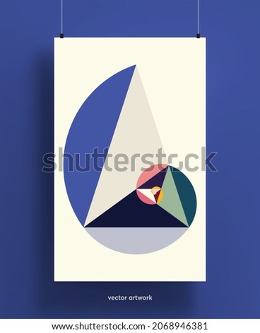 Beautiful poster template with abstract geometric shapes background.  Trendy colorful and geometric shapes design with golden ratio proportions. Vector illustration.