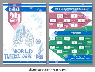 beautiful posters on the day of fighting tuberculosis on a white background