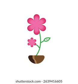 Beautiful potted orchid plant with vibrant purple flowers displayed against a simple white background Cute purple flower in pot vector illustration design 