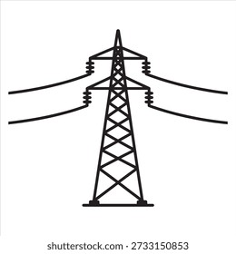 Um belo livro de colorir de arte de linha vetorial de ilustração de torre de energia