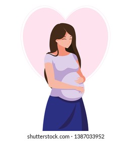 beautiful pregnancy woman in heart character