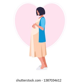 beautiful pregnancy woman in heart character