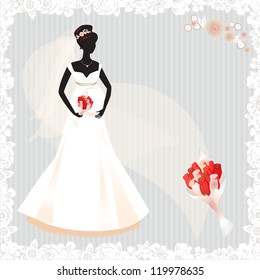 Beautiful pregnant bride silhouette
