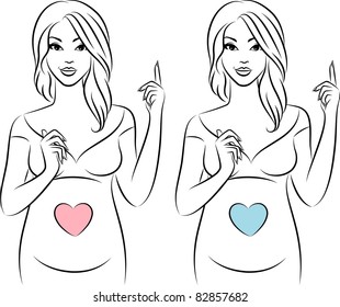 Beautiful pregnant girls. Vector