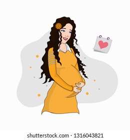 Beautiful pregnant lady character for Mother's Day celebration concept.