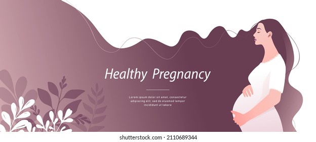 Beautiful pregnant woman expecting a baby with brown hair.