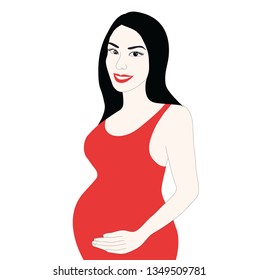 Beautiful pregnant woman isolated on white background