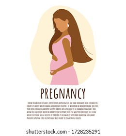 Beautiful pregnant woman. Pregnant woman logo. Happy pregnancy. Vector illustration.