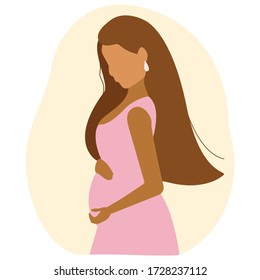 Beautiful pregnant woman. Pregnant woman logo. Happy pregnancy. Vector illustration.