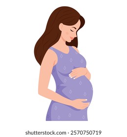 Beautiful pregnant woman. Maternity and pregnancy. vector illustration