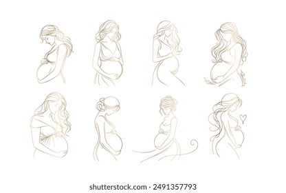 Beautiful pregnant woman in minimalist lines