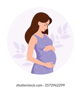 Beautiful pregnant woman. Mother's Day.Maternity and pregnancy. Vector illustration