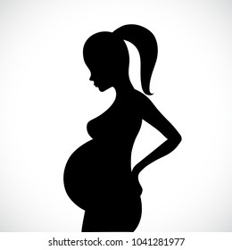 Beautiful pregnant woman silhouette. Vector illustration
